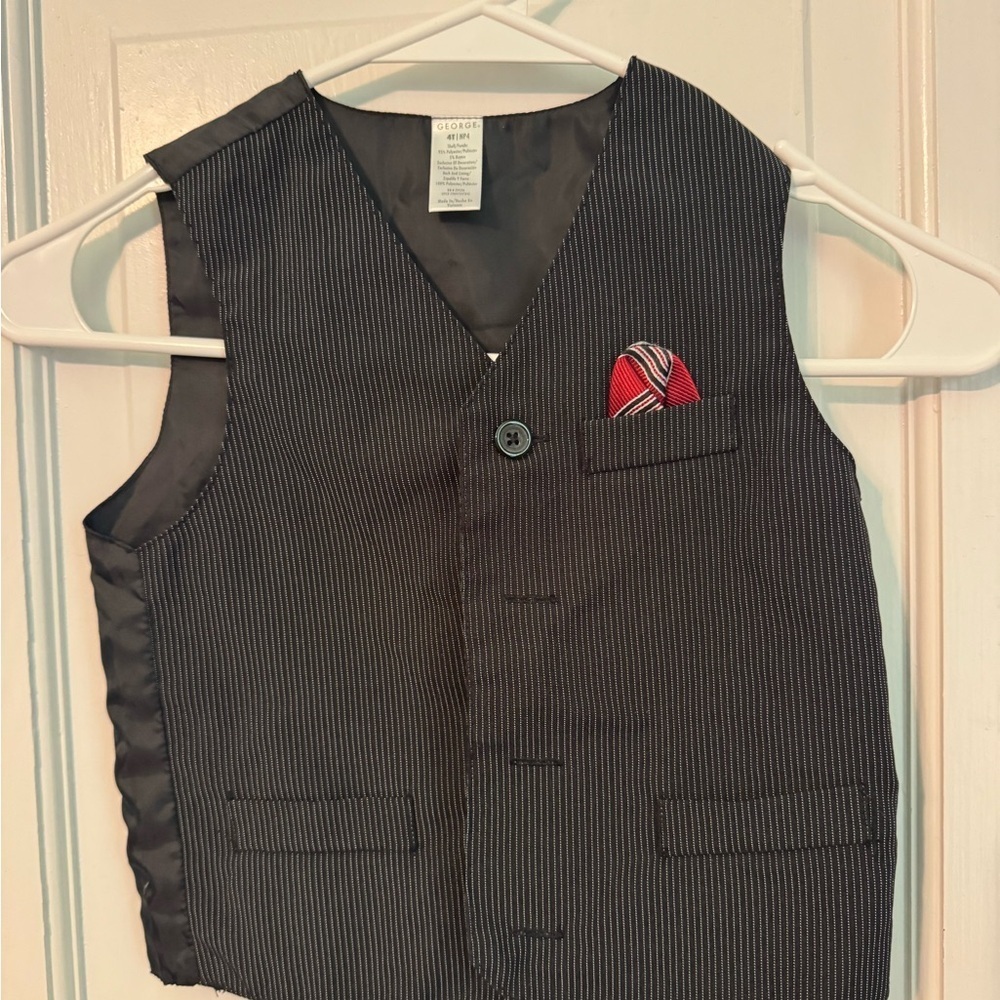 Kids Toddler  Pinstripe Vest with Red Pocket Square. So cute! Size 4T